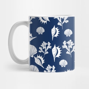 Marine life seashell Beach house blue and white pattern Mug